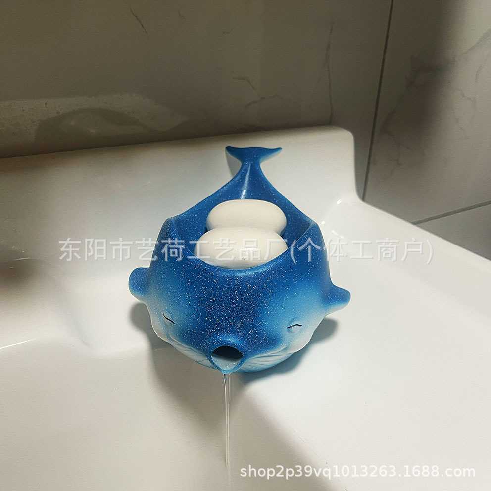 跨境新款鲸鱼肥皂盒树脂工艺品摆件沥水盒创意海洋动物摆件小礼品