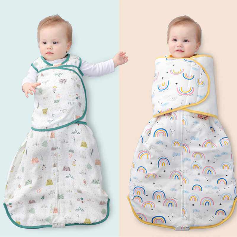 四层竹棉纱布防惊跳睡袋婴儿襁褓0-12个月宝宝睡觉神器儿童防踢被