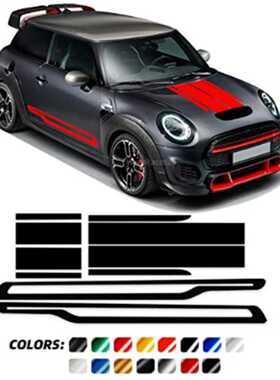 适用于MINI Cooper S F55 F56 F57 JCW侧裙车贴改装个性贴纸