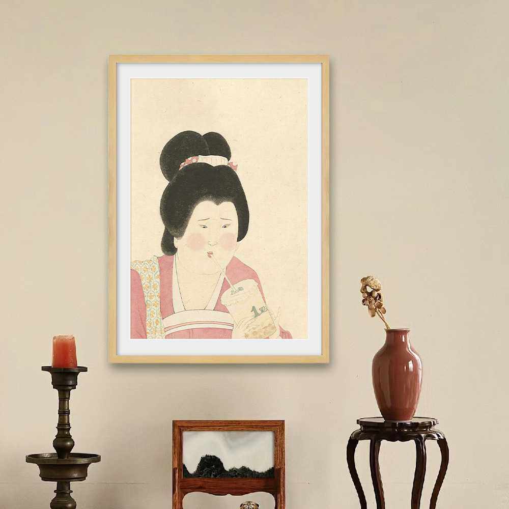 山房春事仕女图新中式装饰画国画书房茶室客厅古风壁挂画卧室壁画