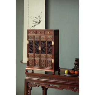 老挝红酸枝巴里黄檀透格茶柜储物置物柜仿古典新中式红木家具