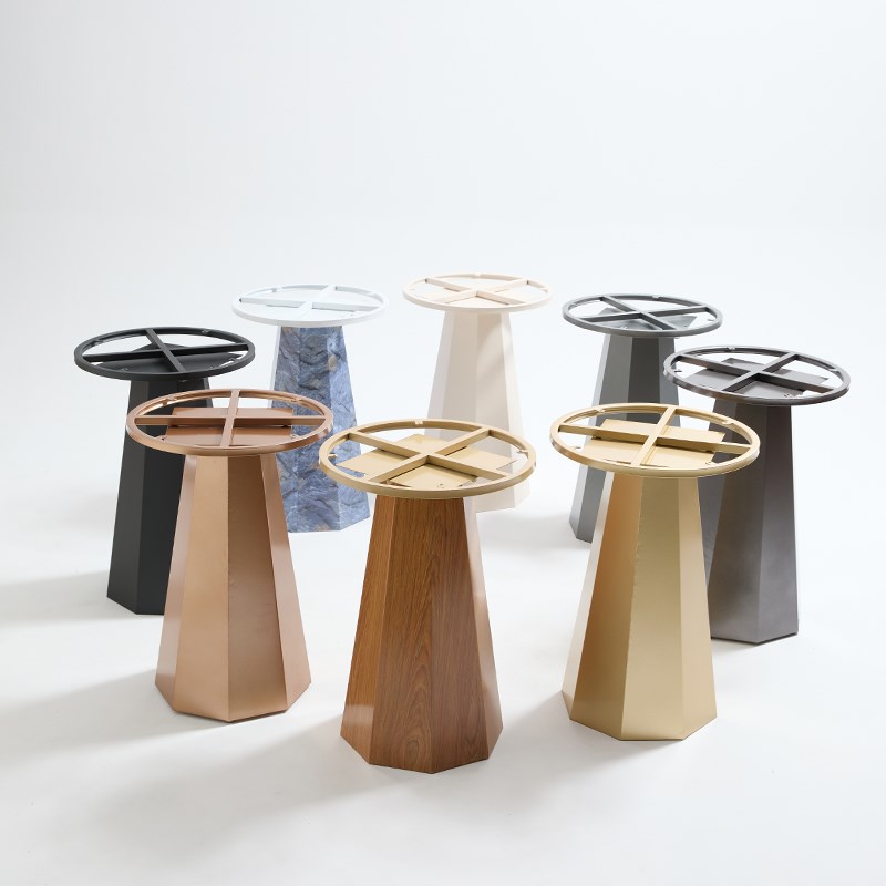 圆形餐桌底座奢石餐台脚岩板不锈钢圆桌腿L支架圆形大理石茶几支