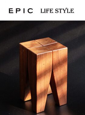 实木边几木墩模型桌上摆件纯手工制作 ST04坐凳复古正方形工艺品