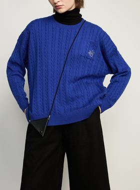 ARC DOT舒适简约圆领绞花针织套头针织衫