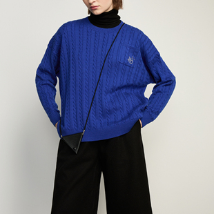 ARC DOT舒适简约圆领绞花针织套头针织衫