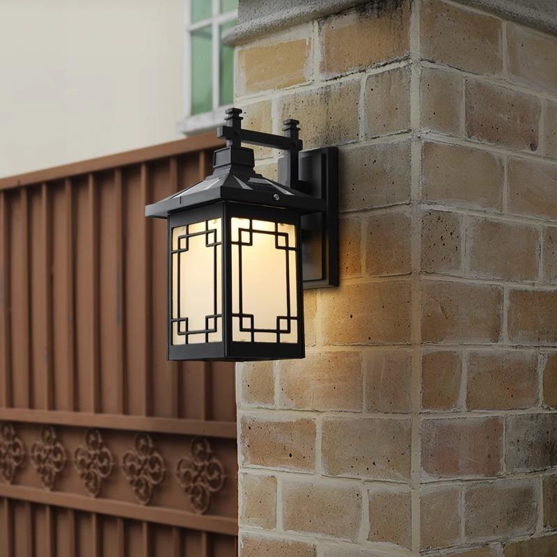 户外壁灯太阳能庭院灯中式感应室外防水别墅阳台工程酒店大门墙灯