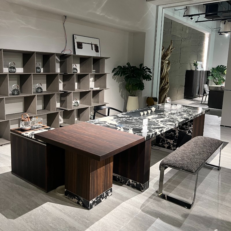 新中式茶桌椅g组合现代简约白蜡木实木茶台茶几办公室家用泡茶桌