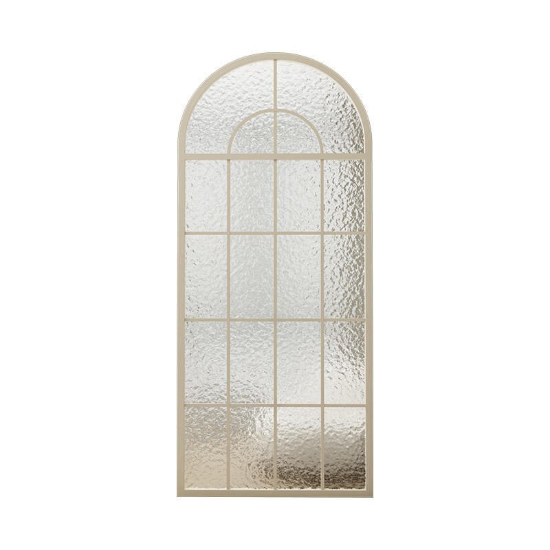 cs法式覆古WIQ拱形玻璃假窗户油入门户客厅O奶铁艺钢不锈屏风隔断