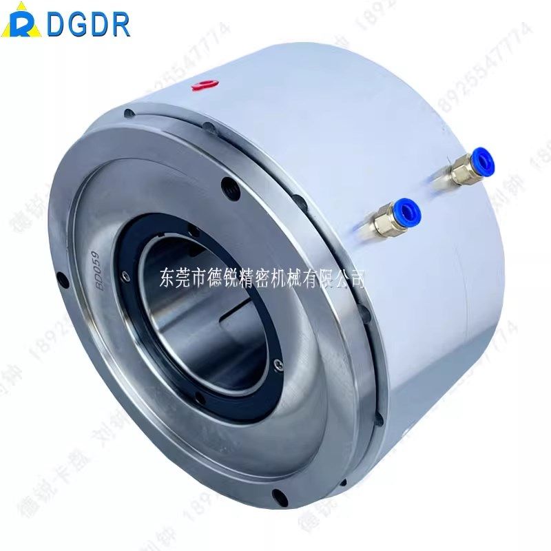 德锐前置式中空气压回转夹头DZ-90激光切割焊接旋转通孔气动卡盘