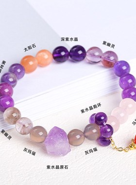 2024龙年九紫离火手链女本命年多宝水晶串珠天然紫水晶学生礼物女