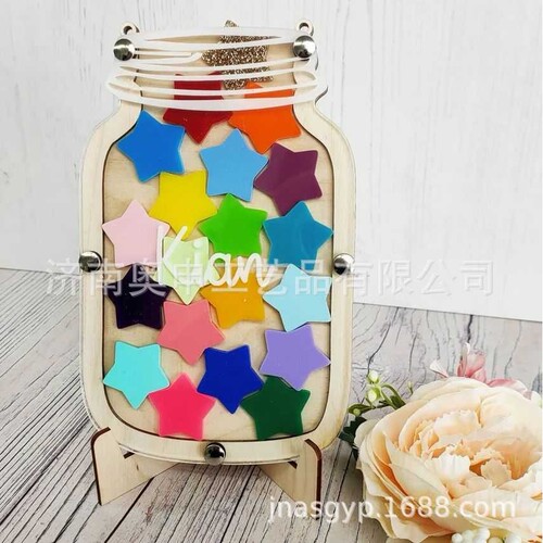 出口木质签到簿guest book漂流瓶造型婚礼毕业季奖励罐Reward jar