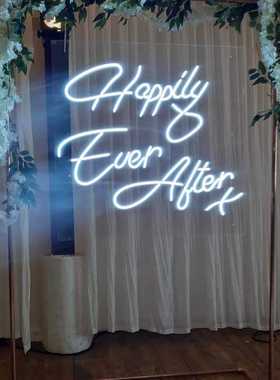 亚马逊爆款Happily ever after 发光字母氛围装饰灯霓虹灯发光字