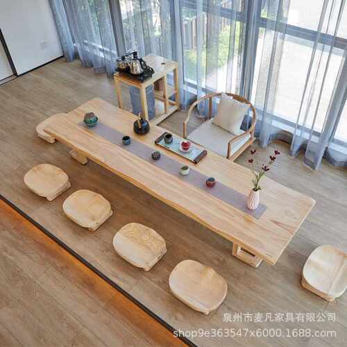 日式禅意榻榻米茶桌 简约民宿茶楼长条矮桌 茶几客厅实木泡茶桌椅
