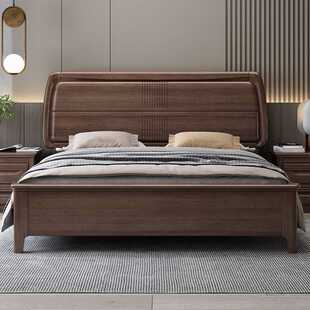 江西赣州南康实木床箱框结构1米5加床垫1900mm总长的胡桃木双人床