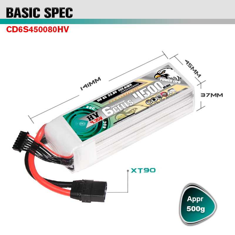 CODDAR鹰氪4500MAH 6S 22.8V 80C航模7寸X8固定翼 涵道直升机LIHV
