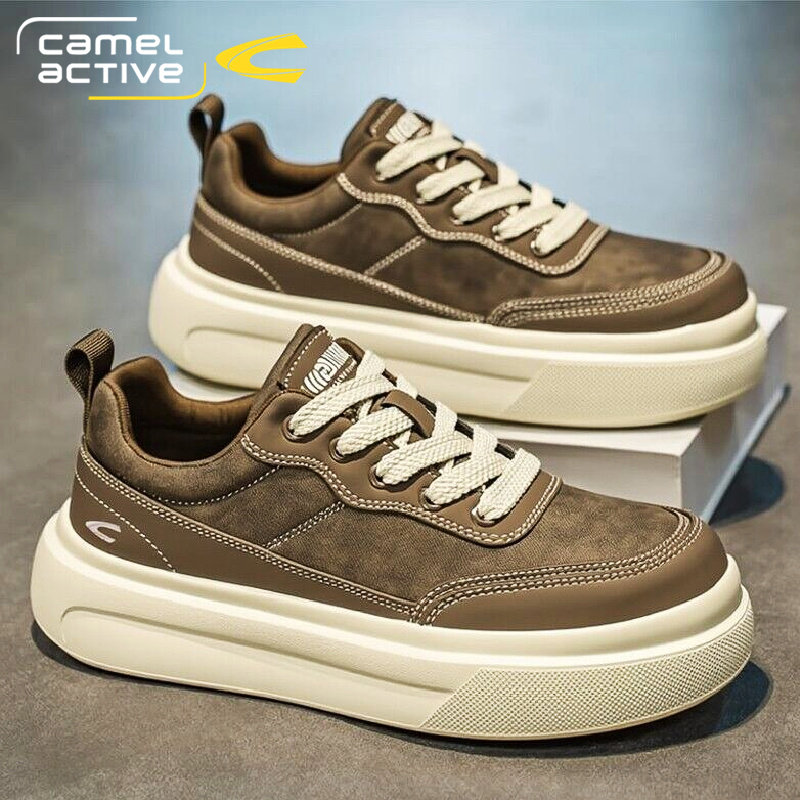 德国骆驼动感男鞋春季百搭复古真皮板鞋青少年厚底增高休闲运动鞋,流行男鞋,时尚休闲鞋,淘宝优惠券,粉丝福利购,淘宝优惠卷