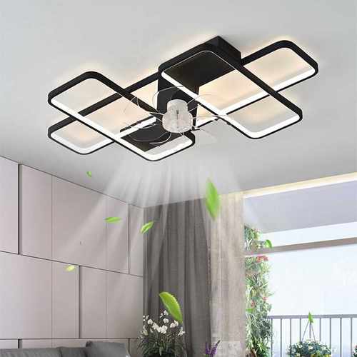 跨境亚马逊客厅风扇灯现代简约家用一体智能静音遥控卧室电扇灯具