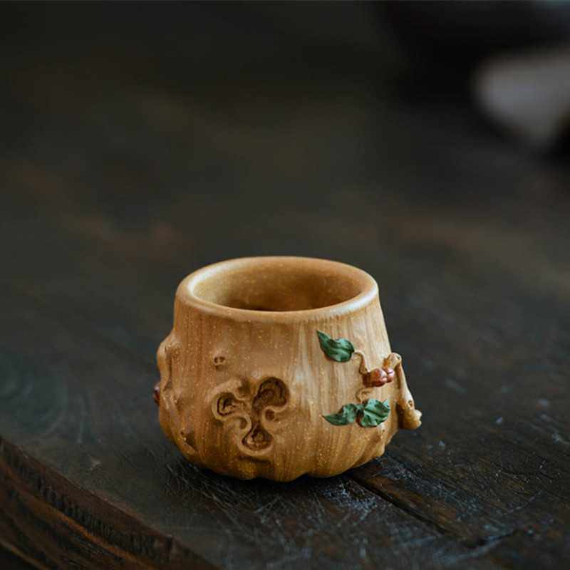 宜兴紫砂杯手工梅桩树桩品茗杯主人杯子贴花叶寿桃单杯茶碗茶具,农机/农具/农膜,其它农用工具,淘宝优惠券,粉丝福利购,淘宝优惠卷