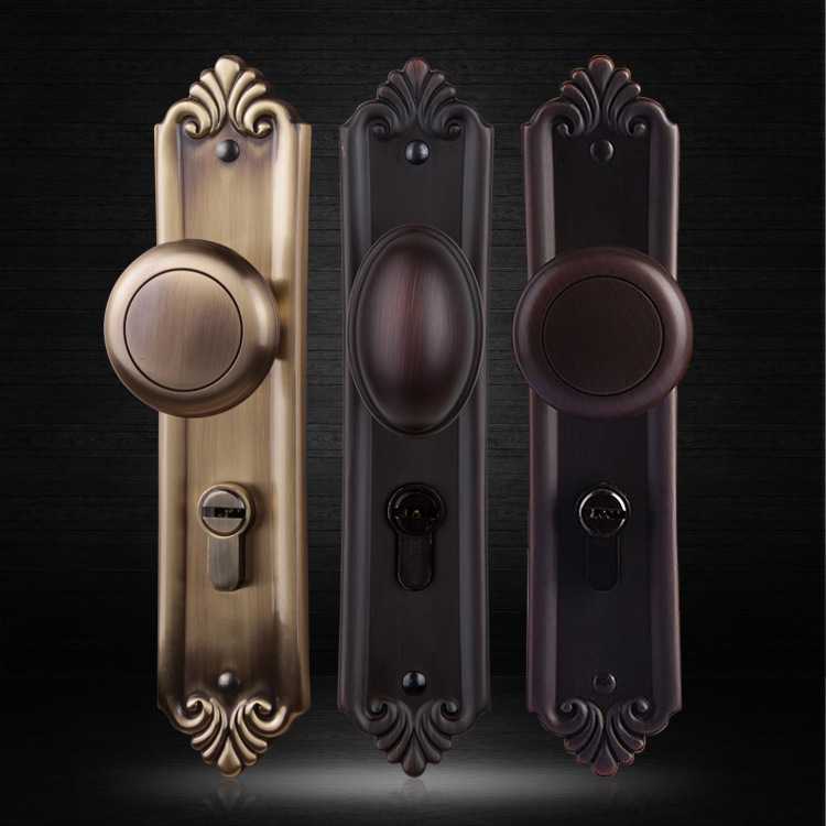 球形锁静音黄古铜美式黑色门锁门把手木门静音防盗卧室欧式房门锁