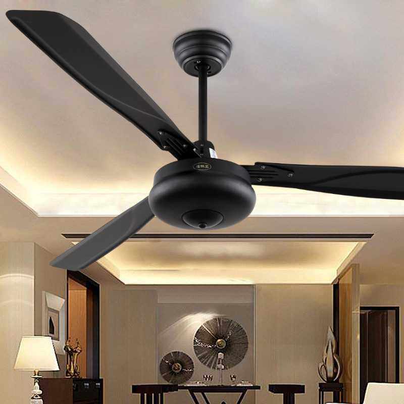 52寸黑色吊扇餐厅家用客厅电风扇现代简约工业客厅大风扇灯商用