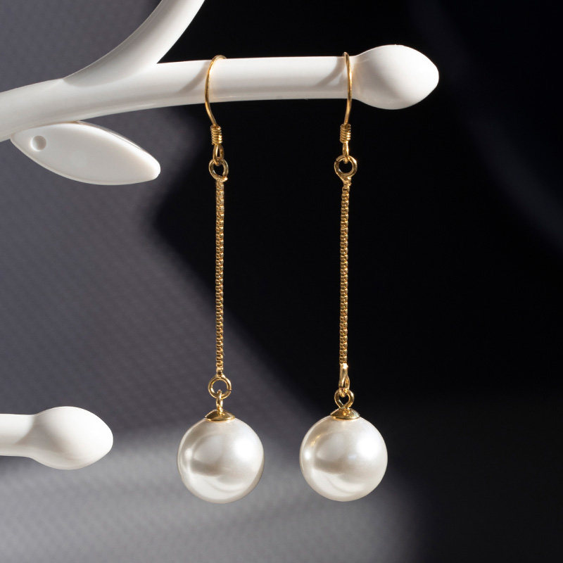 珍珠耳环925纯银新款高级气质耳坠长款防过敏耳钉夏季复古送礼物