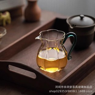 公道杯耐热玻璃透明带把手分茶E器匀杯家用泡茶杯茶海功夫茶 日式
