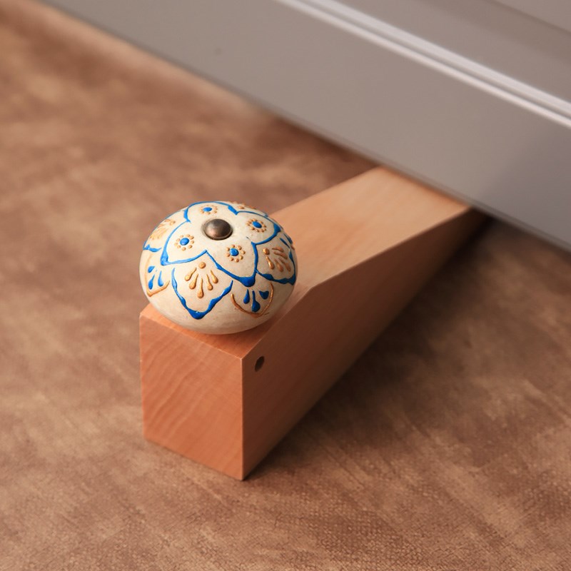 复古手绘日式胡桃木门塞门档门阻防撞顶门器防风安全门卡固定堵门