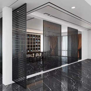 格栅隔断不锈钢屏风办公室玄关客厅装饰背景简约轻奢镂空金属隔栅