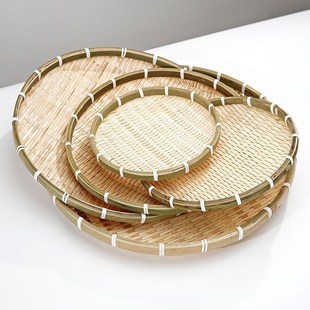 手工竹编织品家用防苍蝇防虫带网纱菜罩晾晒馒头筐桌罩水果篮簸箕