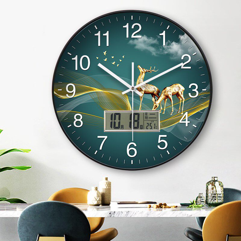 高档钟表挂钟长续航客厅家用创意静音挂墙画石英电子时钟不挑电池