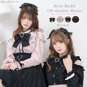 Love日系可爱少女心形缎带装 饰露肩衬衫 梦展望Dear 长袖 532099