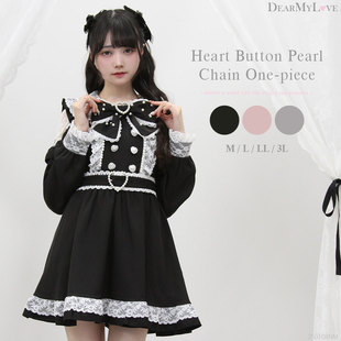 梦展望 珍珠链蕾丝公主lolita洛丽塔日系甜美长袖连衣裙 535157