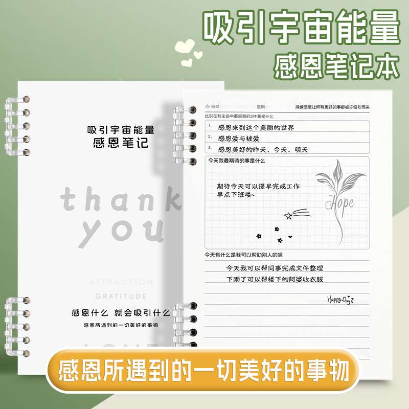 感恩笔记吸引宇宙能量 吸引力法则感恩日记本 每日正念笔记本子图片