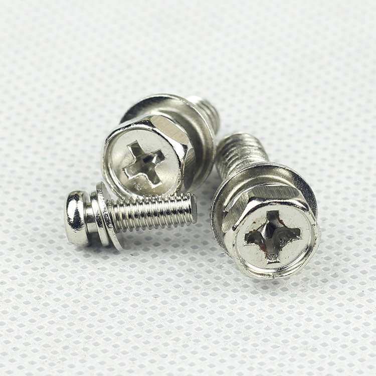 不锈钢304十字凹脑平垫弹垫三组合 GB9074.13 冷镦 M4*6 ~M4*30