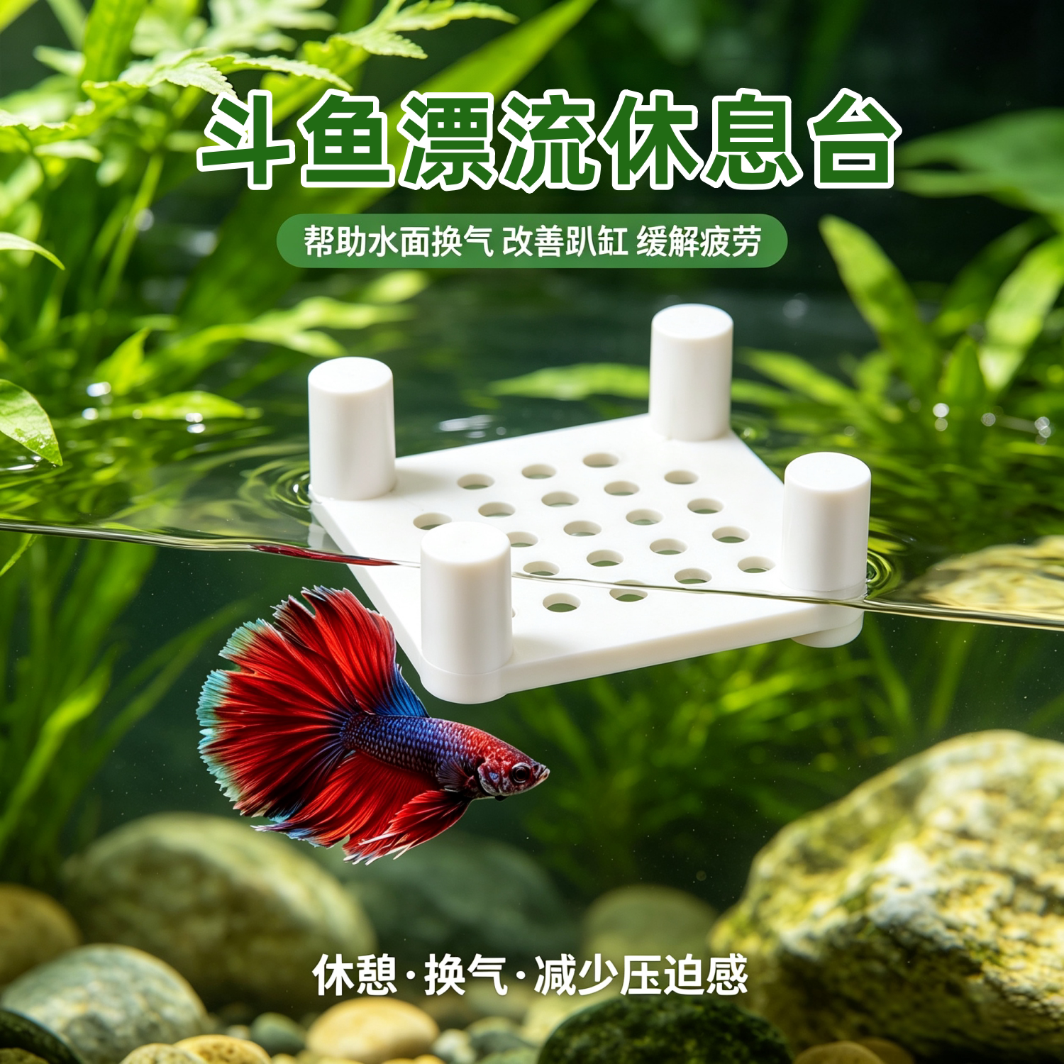 鱼缸漂浮多孔喂食圈斗鱼互动
