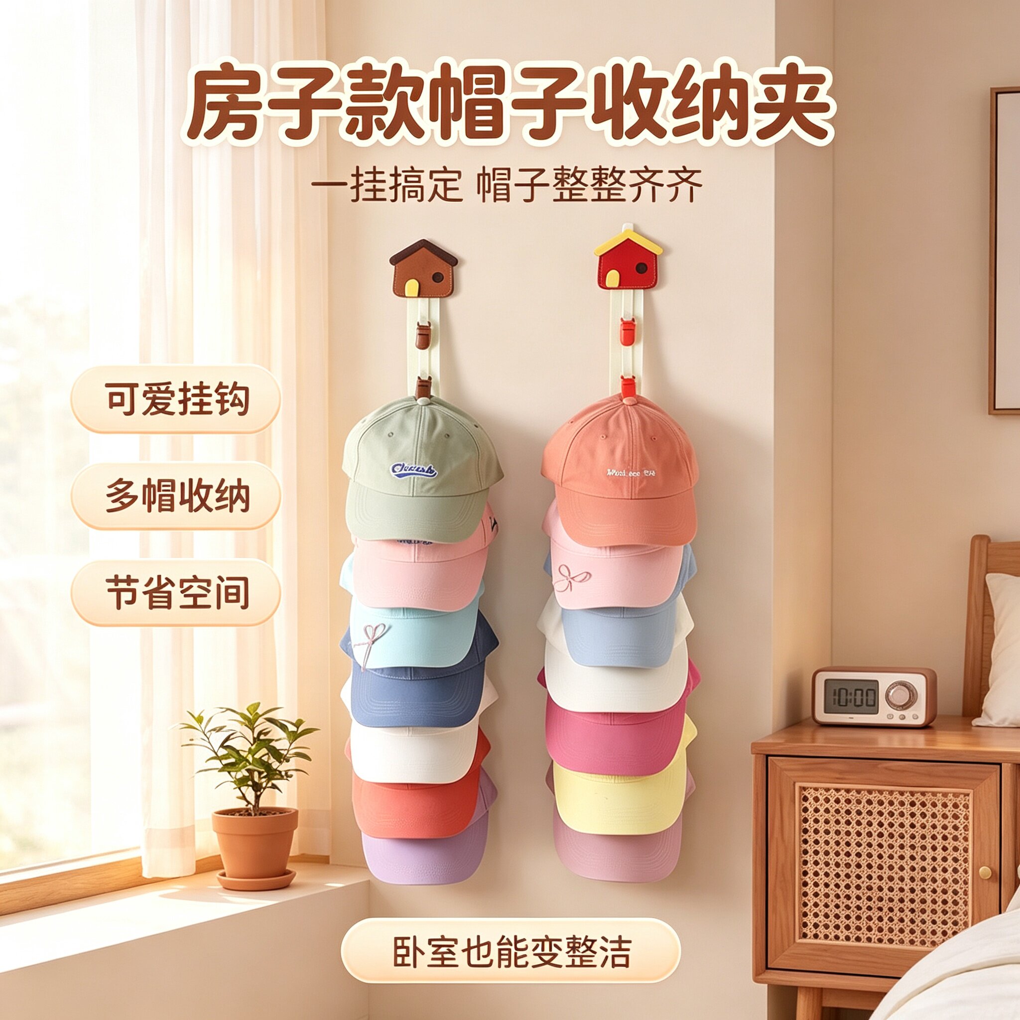 宿舍门后墙帽子收纳挂架