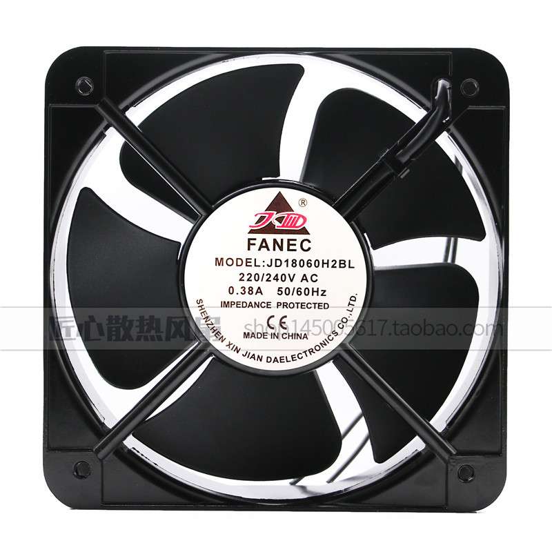 JD-A18060H2BL 220V 0.38A FANEC机柜金属散热风扇耐高温