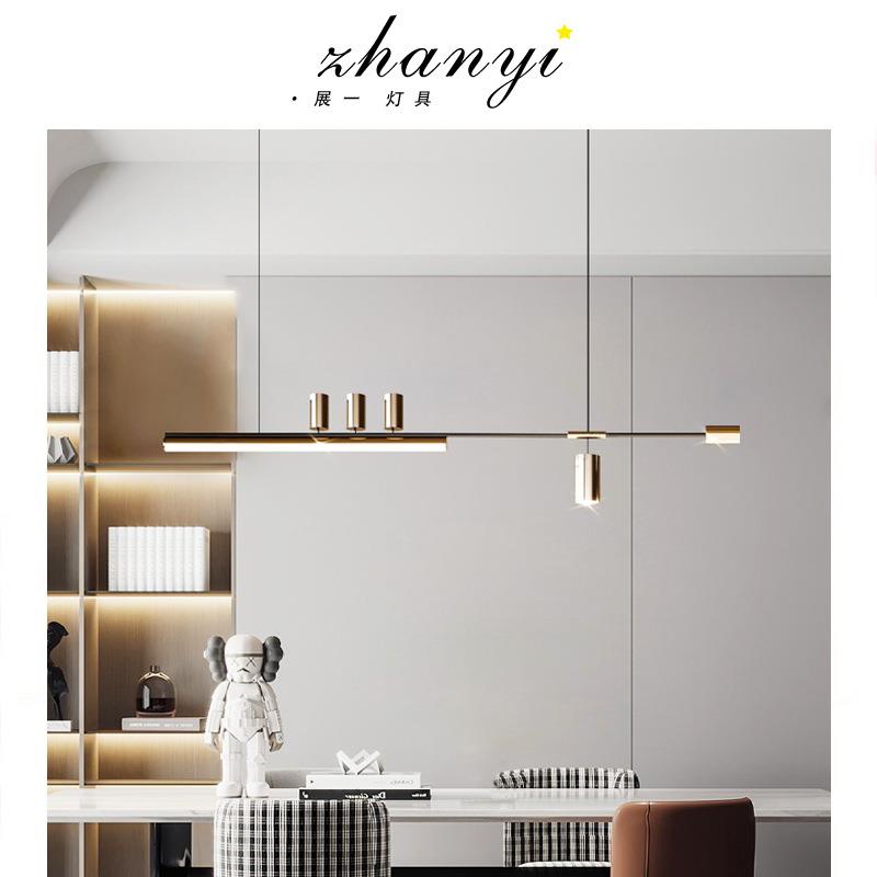 设计师款轻奢餐桌餐厅灯简约现代一字长条饭厅灯意式极简吧台吊灯