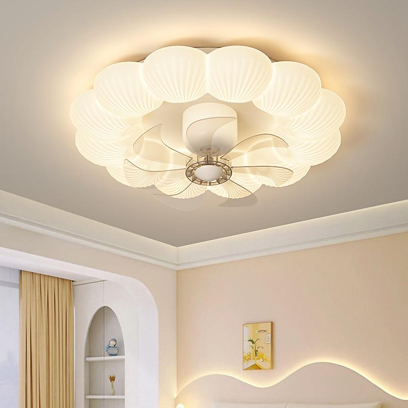 客厅风扇灯led吸顶灯中山灯具2025新款主卧室奶油风电风扇吊扇灯
