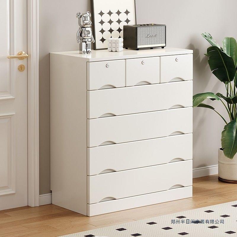 斗柜电视柜客厅实木收纳柜简约家用卧室抽屉柜白色奶油靠墙储物柜
