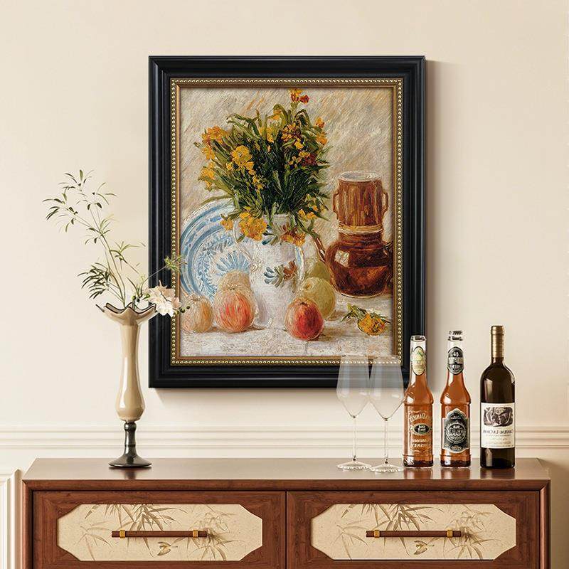花卉与水果》梵高静物挂画现代法式中古风客厅玄关餐厅复古装饰画