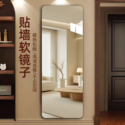 软玻璃镜子免打孔穿衣镜贴墙自粘
