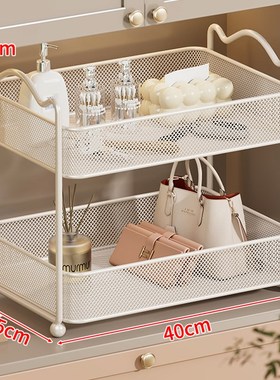 玄关钥匙收e纳盒桌面装饰摆件入户门置物架双层茶杯架轻奢高档客