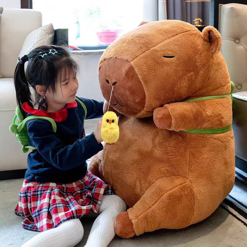 超大卡皮巴拉公仔可抽拉小鸡鸡玩偶毛绒玩具水豚抱枕娃娃女孩礼物
