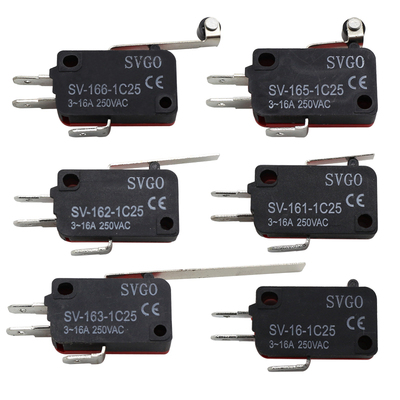 微动开关SV-16/162/165/166-1C2自复位银触点3脚机械小型行程限位