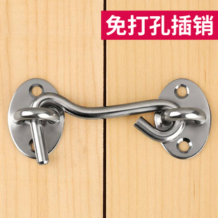 门栓插销式门锁扣免打孔专用明装不锈钢老式门搭扣移门拴厕所门扣