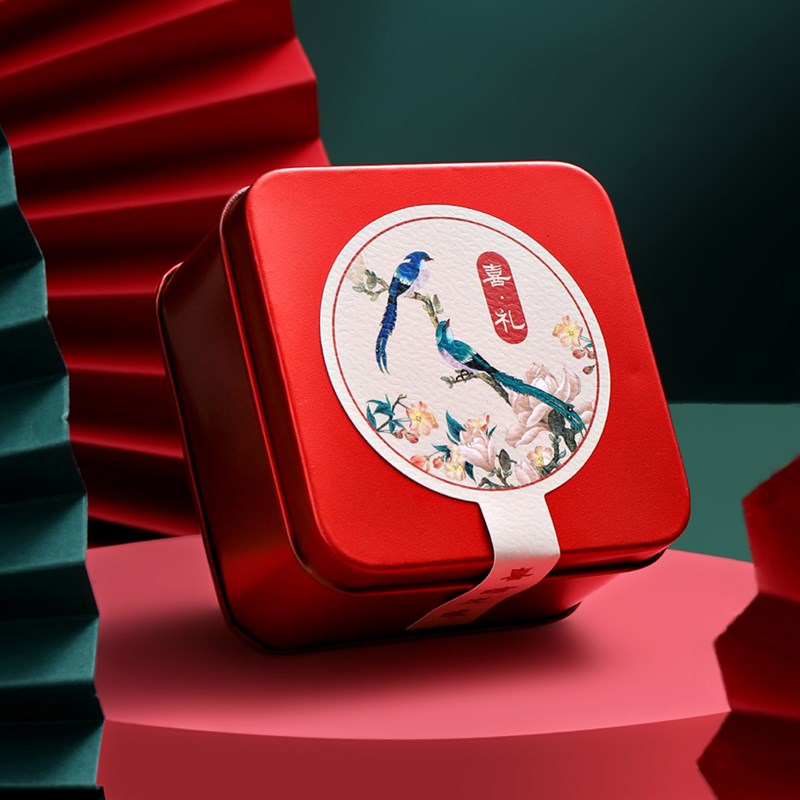 小众高级感2025新款中式马口铁结婚喜糖空盒子简约免折叠创意高档