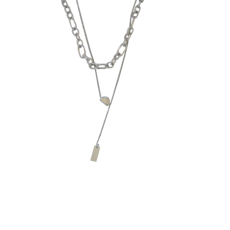 因缺斯汀法式复古双层叠戴金属链条秋冬bi备项链毛衣链百搭冷淡风