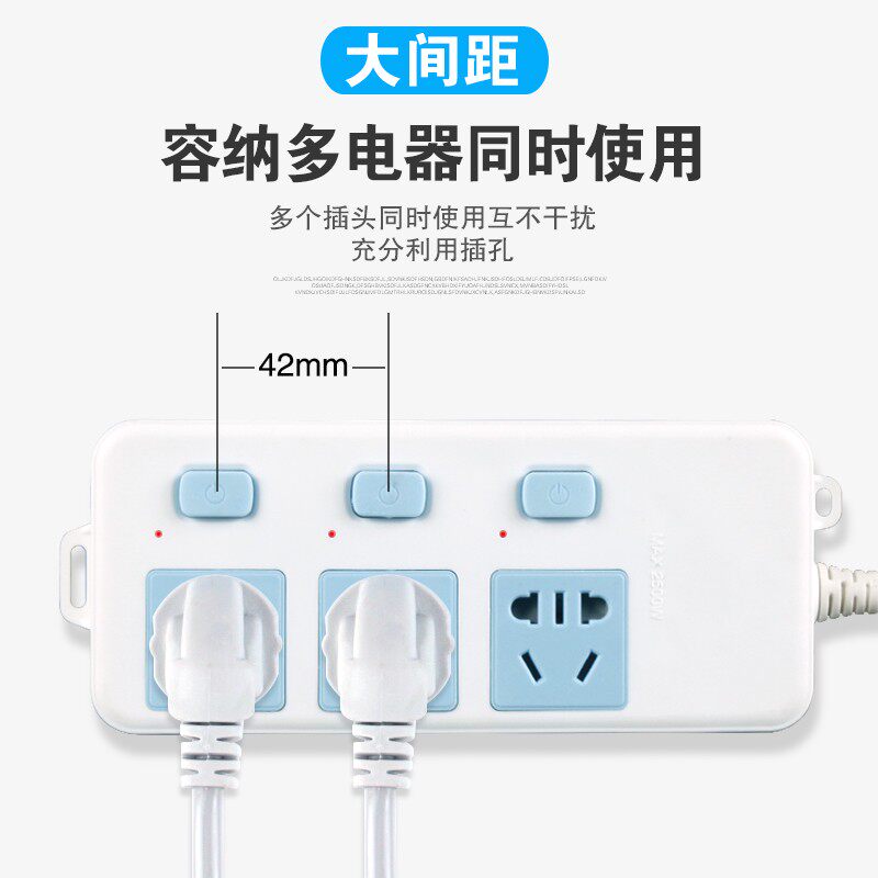 多功能插线板带usb充电多插位电线插座插排带线10/20米家用拖线板