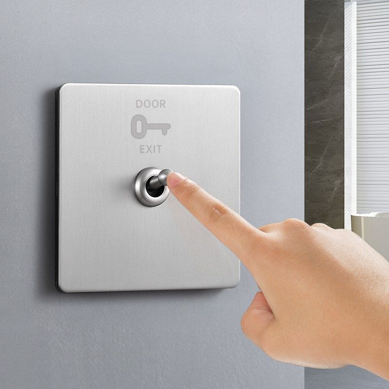 86型不锈钢拨杆门禁开关出门按钮开门按键常开常闭出门开关面板